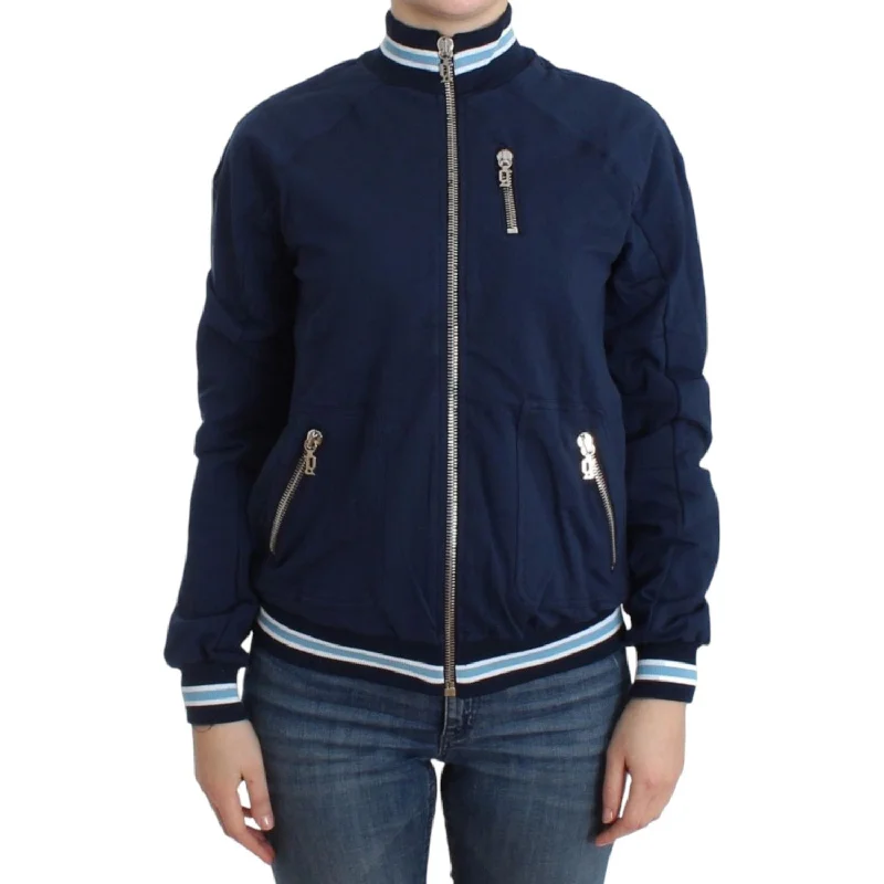 John Galliano Chic Blue Zip Cardigan with Logo Detail Zippered Front Buttoned Front Snap Front John Galliano Chic Blue Zip Cardigan with Logo Detail Zippered Front Buttoned Front Snap Front