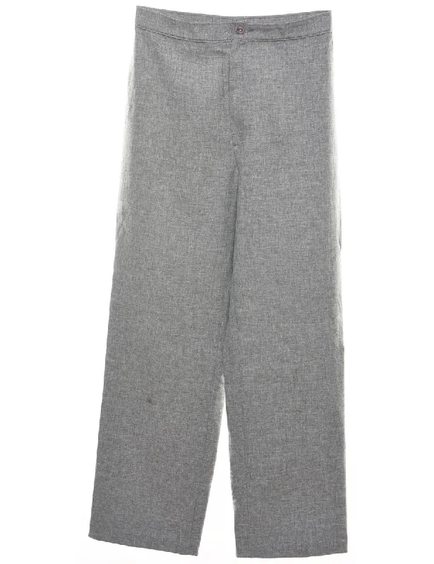 Grey Classic Wide-Leg Trousers - W31 L30 Trousers Custom Made