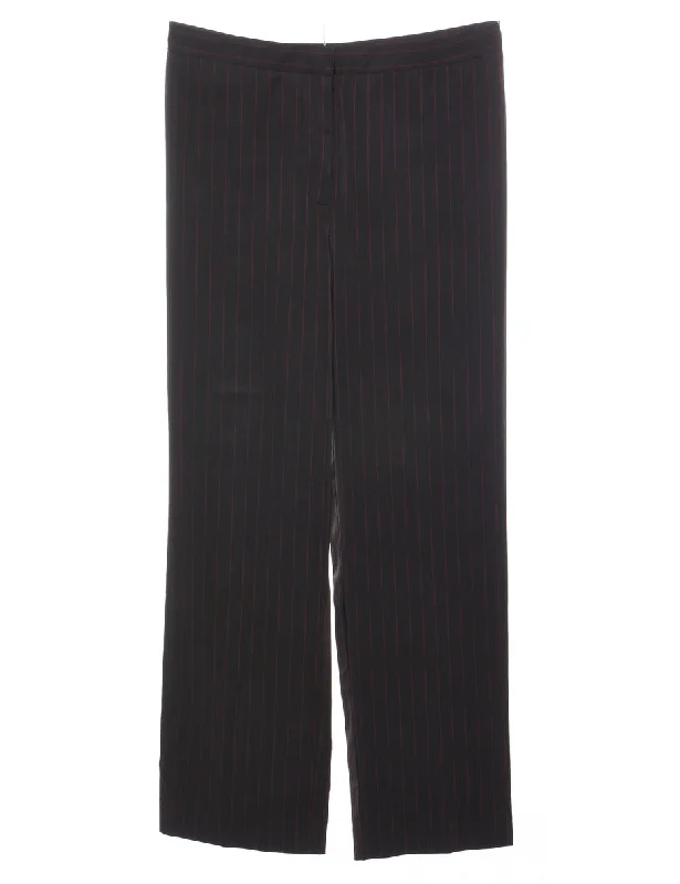 Black Pinstriped Trousers - W31 L29 Trousers Essential Wardrobe