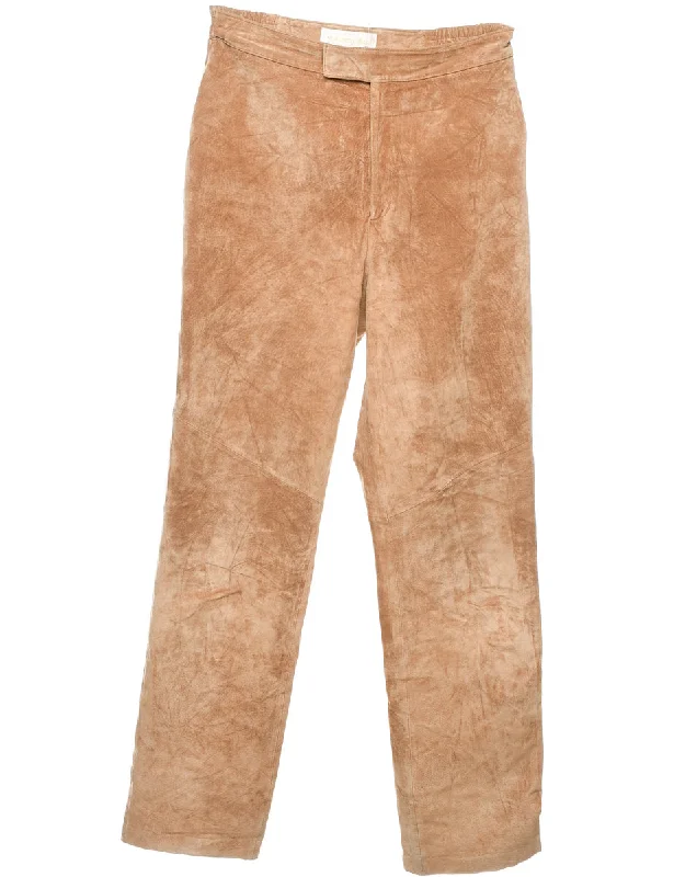 Light Brown Suede Trousers - W30 L30 Trousers stylish elegant