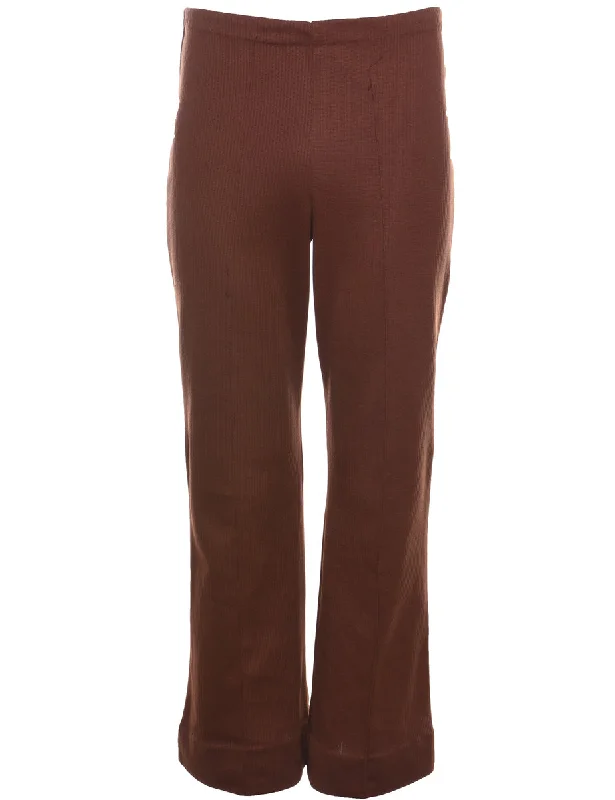 Flared Leg Dark Brown Trousers - W30 L30 Trousers Palazzo Wide Leg