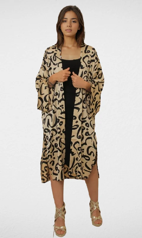 Women Satin Cardigan (Gold & Black) Chenille Brocade Lace
