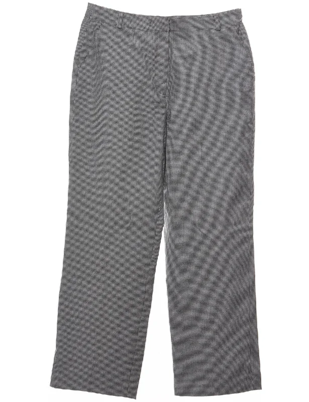 Wool Patterned Grey Trousers - W30 L28 Trousers stylish elegant