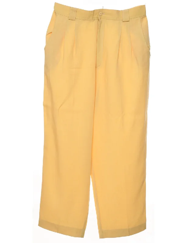 Flared Leg Yellow Trousers - W29 L25 Trousers Bridal Satin