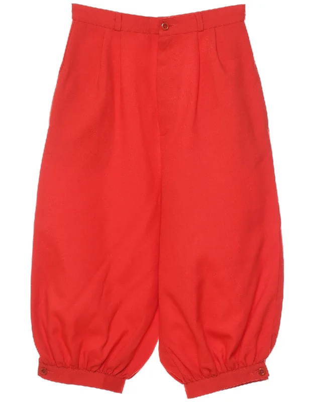 Red Cropped Trousers - W26 L17 Trousers Essential Wardrobe