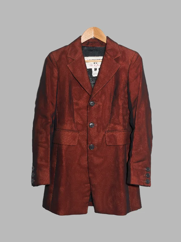 Dirk Bikkembergs winter 1996 burgundy layered organza three button blazer - size 42 Women's Formal Blazer