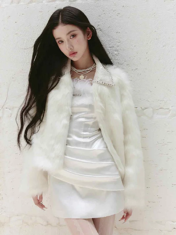 Rabbit Eco-friendly Fur Exquisite Plush Coat FRA0236 Denim Leather Suede