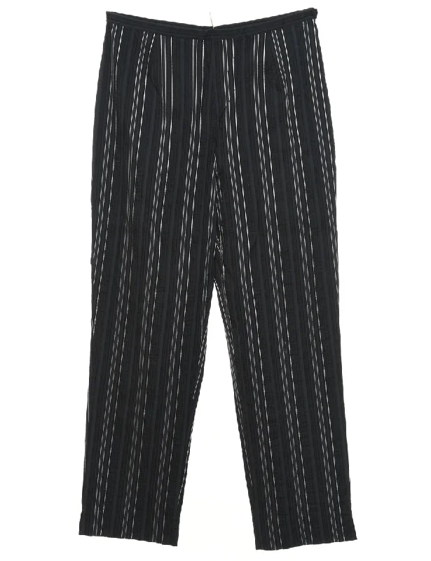 Black Pinstriped Trousers - W28 L26 Trousers Spring Floral