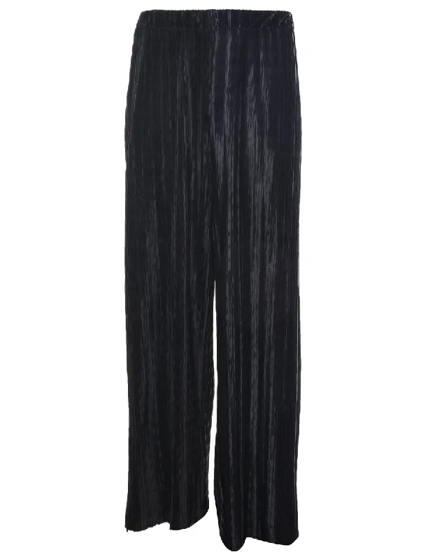 Flared Leg Black Trousers - W32 L27 Trousers High Rise Slim Fit