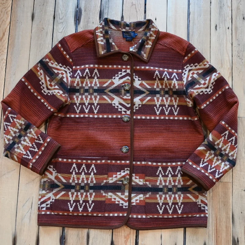 Pendleton Ladies Reversible Wool Coat in Beacon Rock Copper Striped Polka Dot Solid