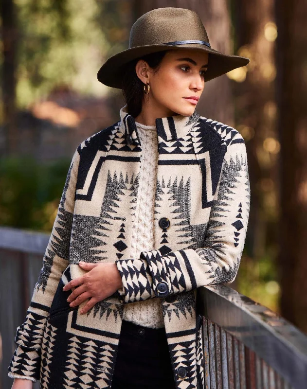 Pendleton Women's TIMBERLINE Virgin Wool Coat in Black and Beige TE244 Vest Waistcoat Gilet
