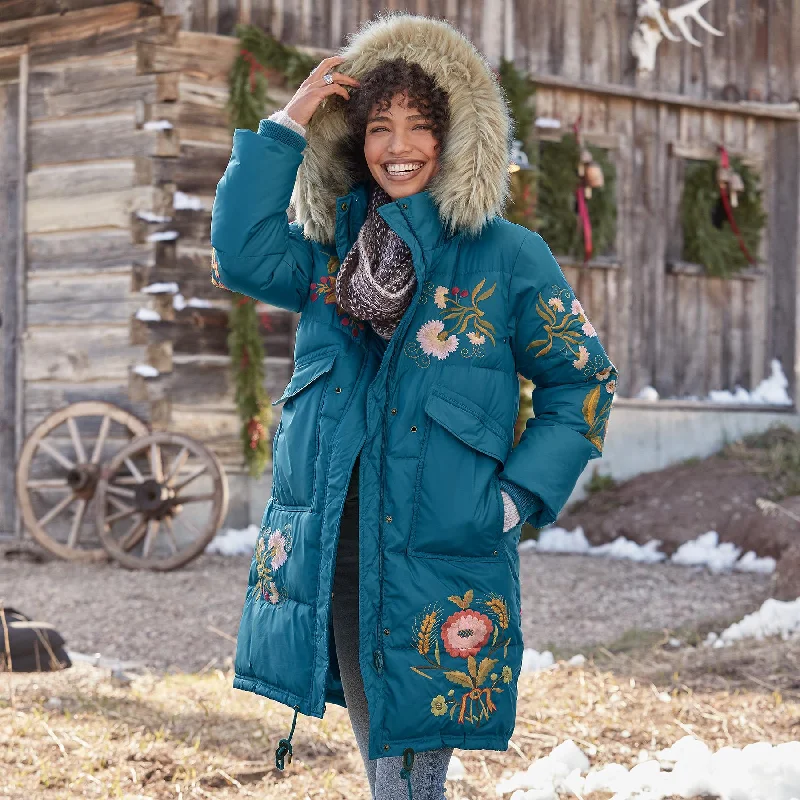 Snowflower Puffer Coat, Petite Zip Front Button Front Snap Front