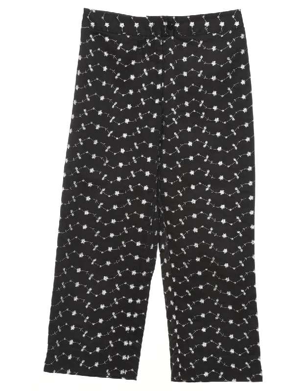 Black Embroidered Trousers - W27 L23 Trousers Harem Relaxed Fit