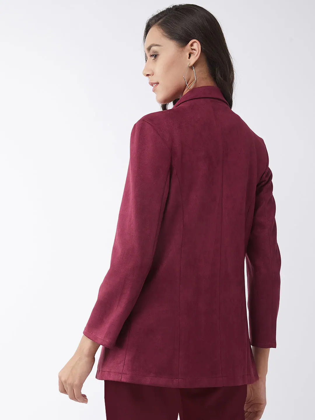 Solid Collared Blazer Women's Casual Suit