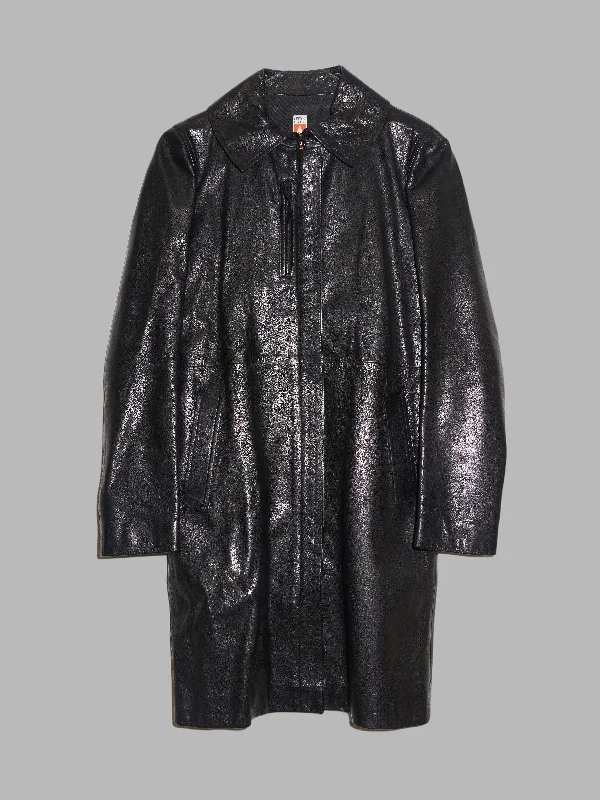 Christophe Lemaire 1990s black leather zipped coat Anorak Windbreaker Fleece