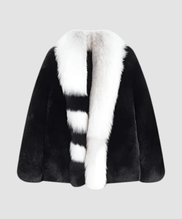 Women's Winter Noir Fox Fur Coat Cardigan Sweater Pullover