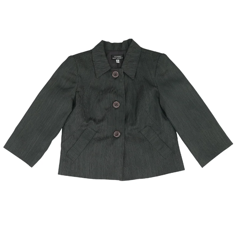 Vintage Charcoal Striped Blazer Women's Luxurious Jacket