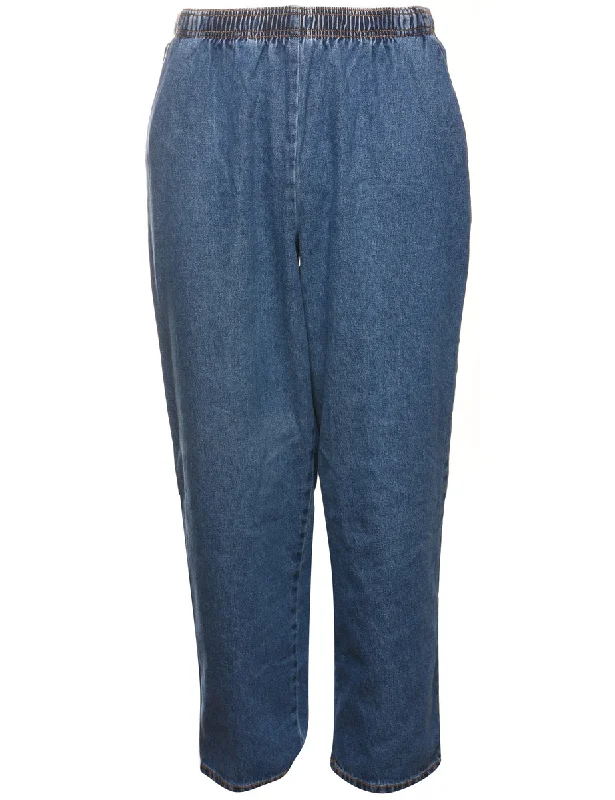 Medium Wash Tapered Denim Trousers - W28 L27 Trousers chic elegant