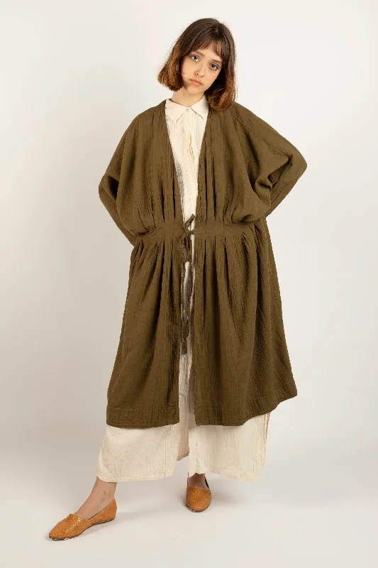 Zoe coat in kelp Three-Quarter Sleeve Elbow Sleeve Wrist Sleeve