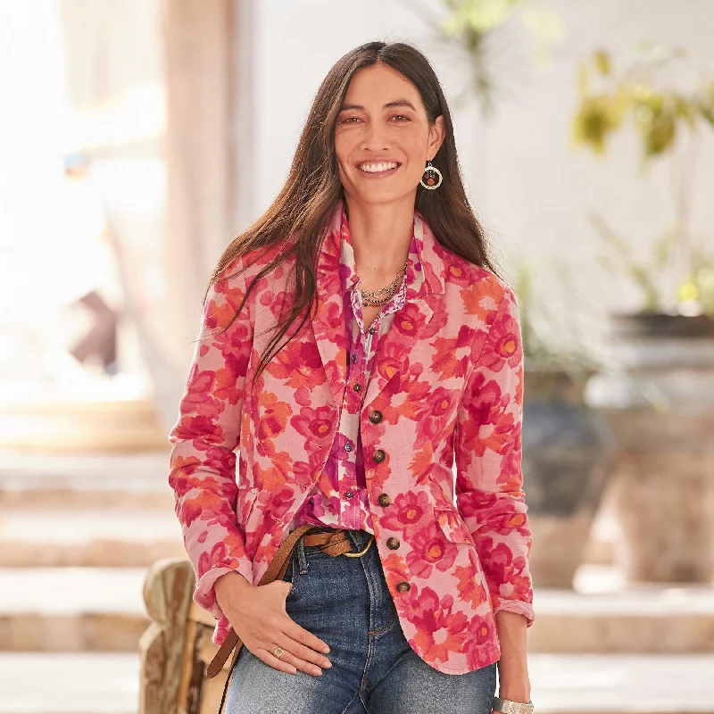 Sunrise Bloom Blazer, Petite Silk Women's Blazer