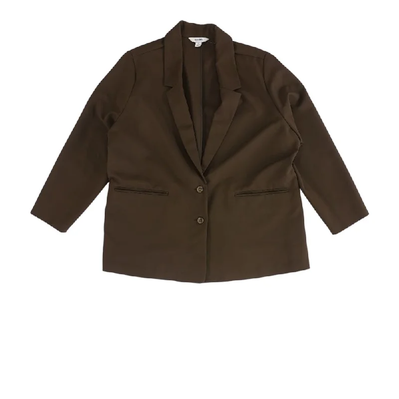 Brown Solid Blazer Women's Travel Jacket