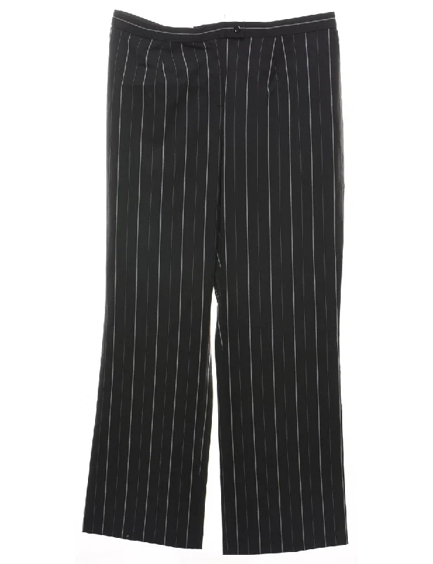 Pinstriped Black & White Trousers - W36 L31 Trousers Handmade Artisanal