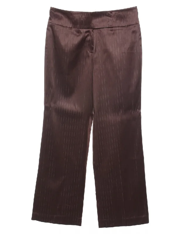 Dark Brown Pinstriped Trousers - W31 L29 Trousers Custom Made