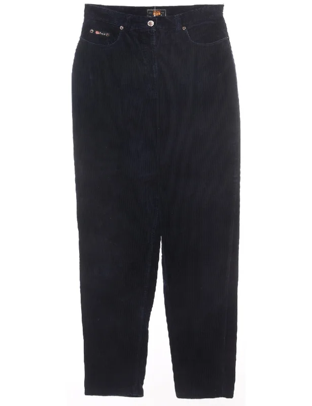 Tapered Corduroy Fabric Navy Trousers - W30 L30 Trousers Recommended Stylist