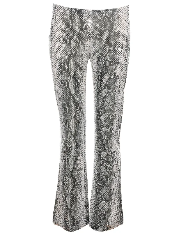 Snakeskin Pattern Trousers - W29 L31 Trousers Wedding White