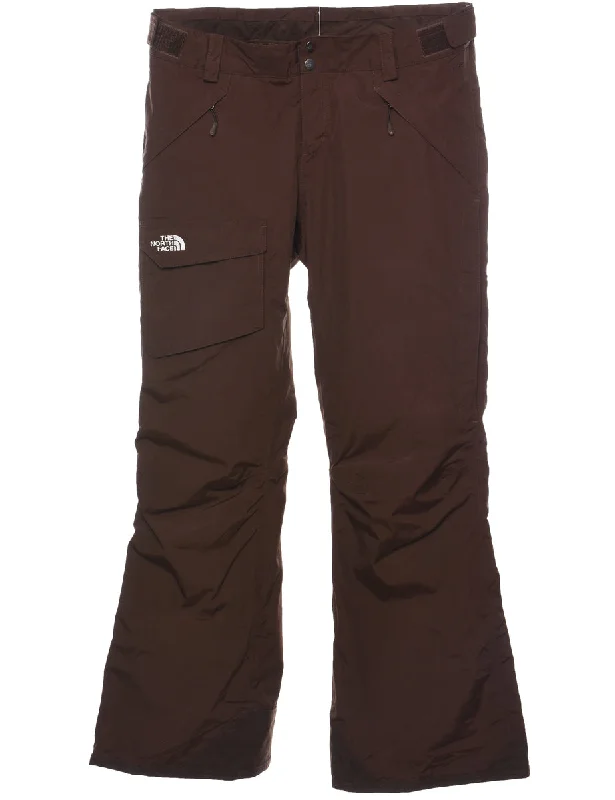 The North Face Dark Brown Ski Trousers - W37 L32 Trousers Flared Retro