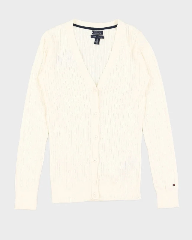 Cream Tommy Hilfiger Cardigan - XS Herringbone Houndstooth Plaid