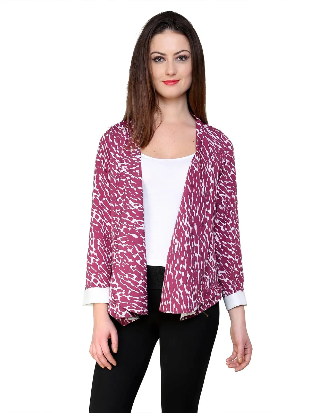 Pink Printed Blazer Women's Trench Blazer