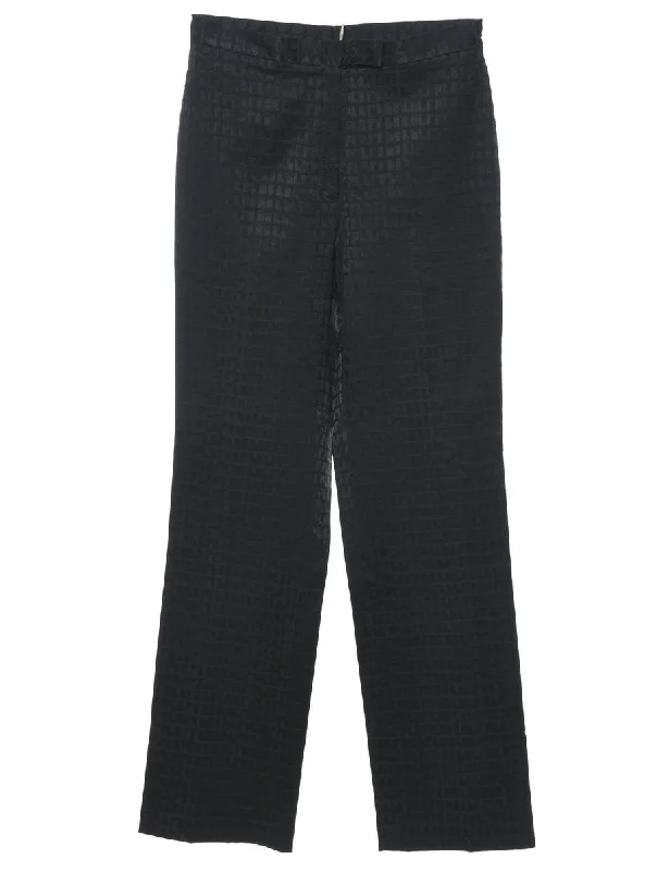 Geometric Pattern Black Trousers - W28 L32 Trousers fashionable trendy