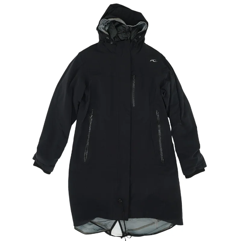 Black Solid Verona Ski Coat Satin Silk Chiffon