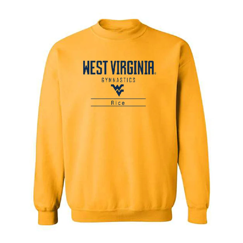 West Virginia - NCAA Women's Gymnastics : Sophia Rice - Classic Shersey Crewneck Sweatshirt Hoodie with Typography Text Message