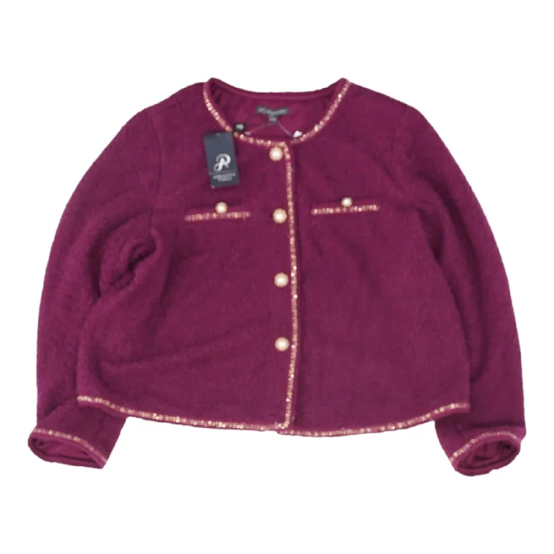 Burgundy Solid Blazer Women's Vacation Suit