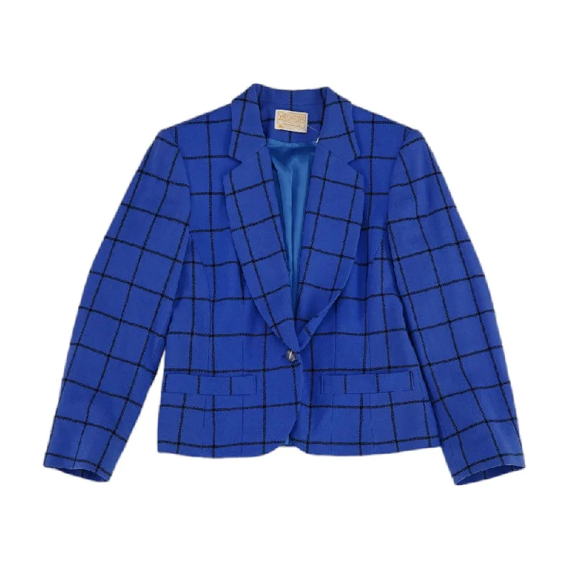 Blue Plaid Blazer Women's Luxurious Suit
