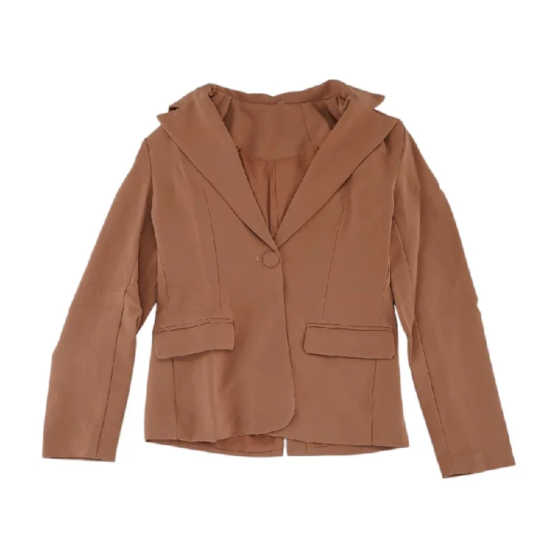 Peach Solid Blazer Women's Trendy Jacket