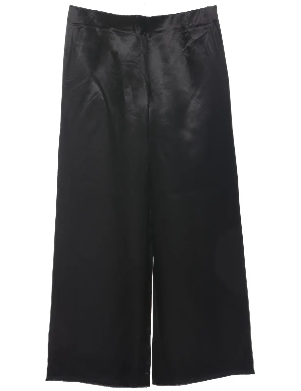 Flared Leg Black Trousers - W31 L30 Skinny Trousers Denim Stretchy