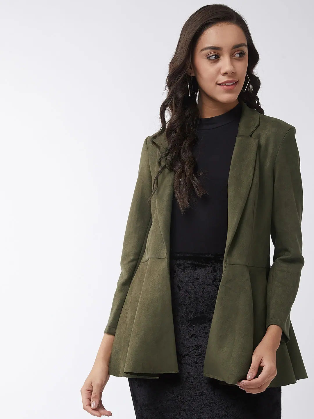Solid Peplum Blazer Women's Luxury Jacket