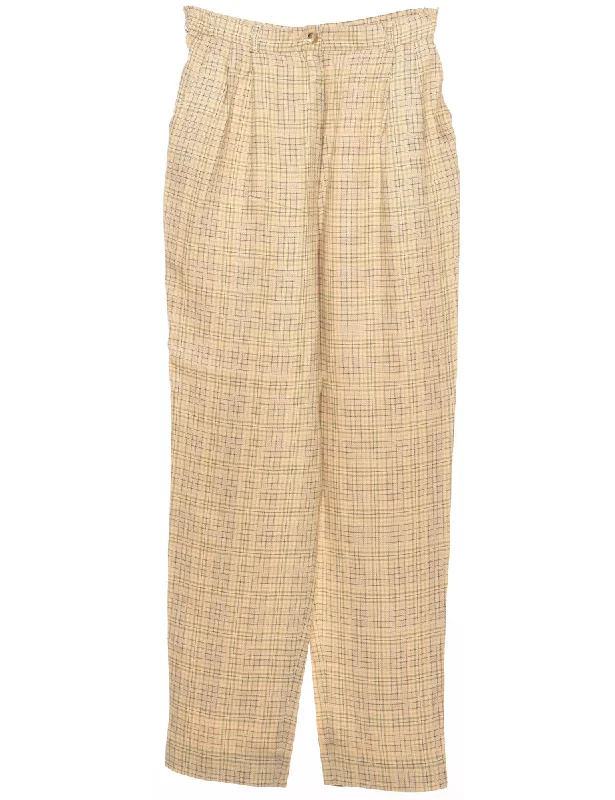 Checked Pale Yellow Tapered Trousers - W28 L32 Trousers luxurious premium