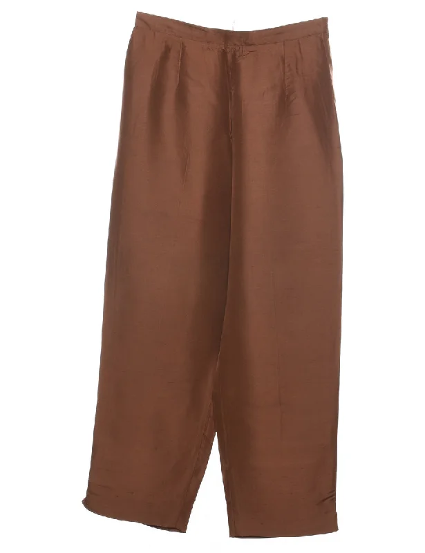 Dark Brown High Waist Trousers - W26 L26 Trousers Versatile Stylish