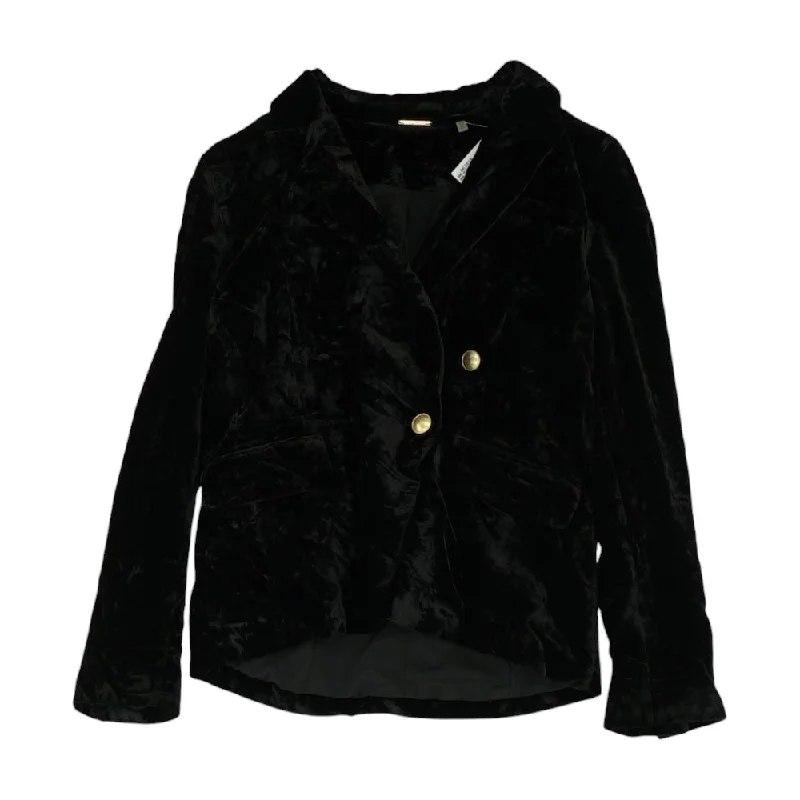 Black Solid Blazer Women's Trench Blazer