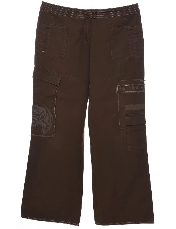 Brown Trousers - W34 L32 Trousers Plaid Checkered