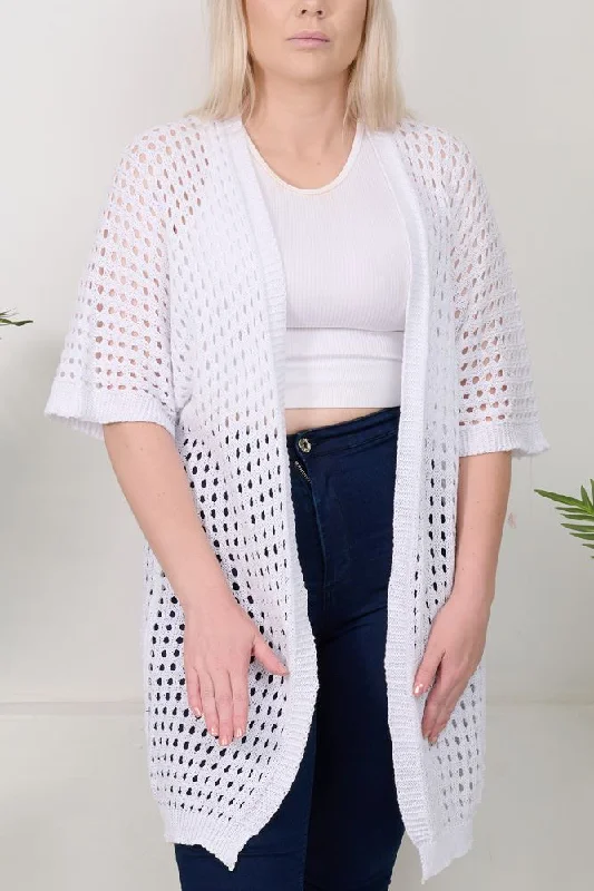 Crochet Cutout Pattern Cotton Cardigan Machine Wash Dry Clean Hand Wash
