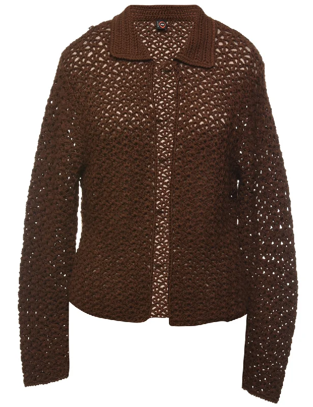 Crochet Summer Knit Cardigan - L Elasticated Padded Insulated