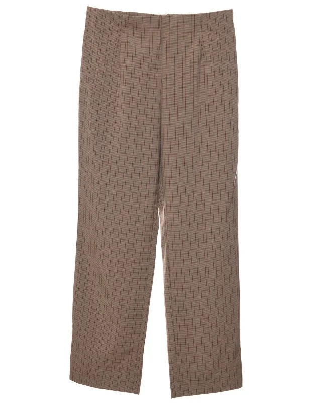 Brown Checked Trousers - W30 L31 Trousers Office Stylish