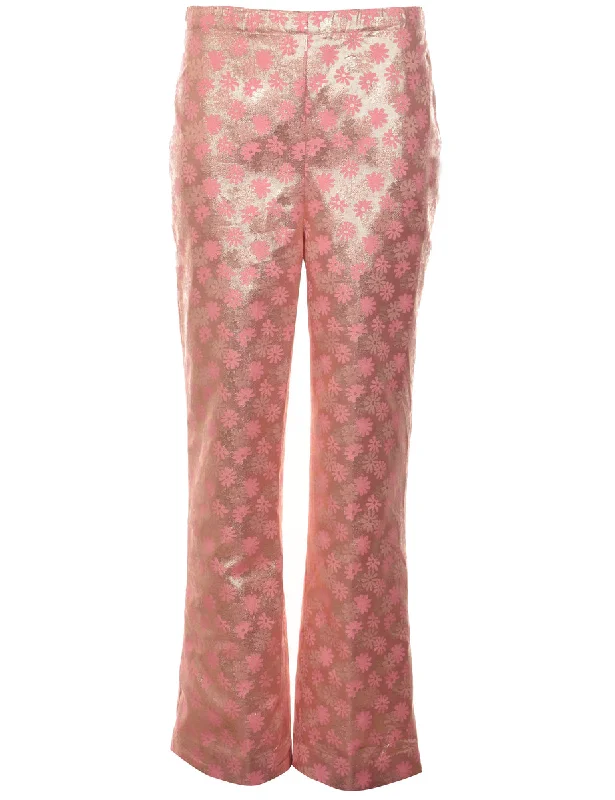 Floral Print Trousers - W30 L28 Trousers Solid Black