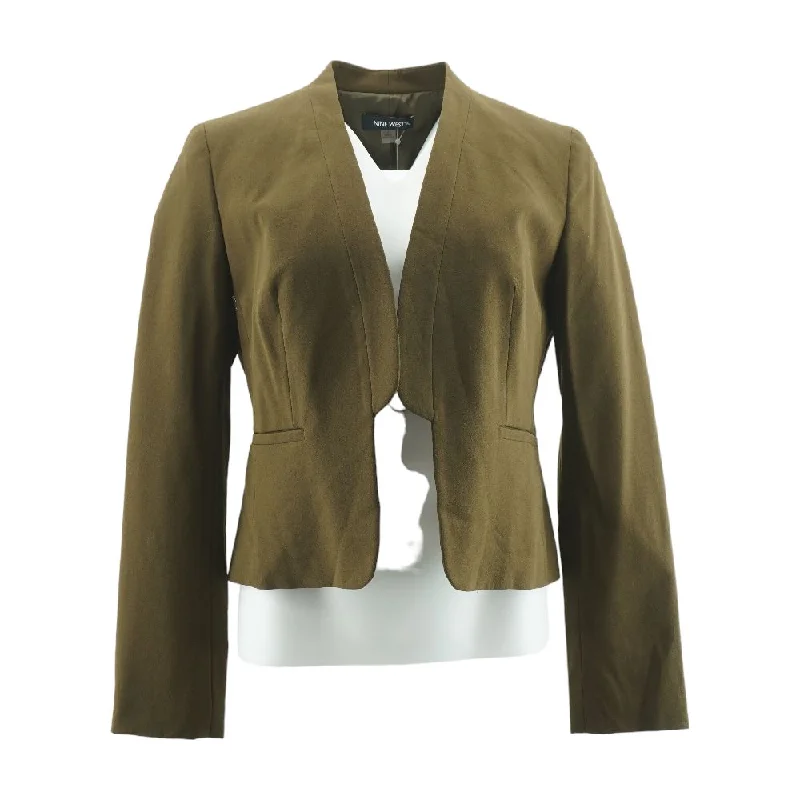 Brown Solid Blazer Women's Trendy Suit