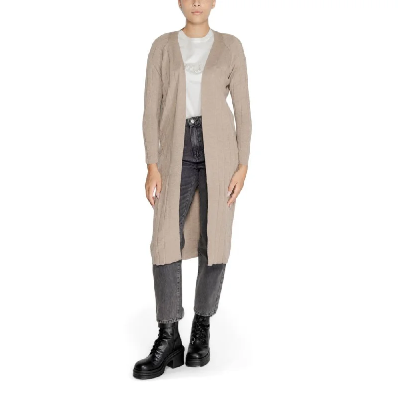 Only Beige Acrylic Cardigan Glossy Satin Silk